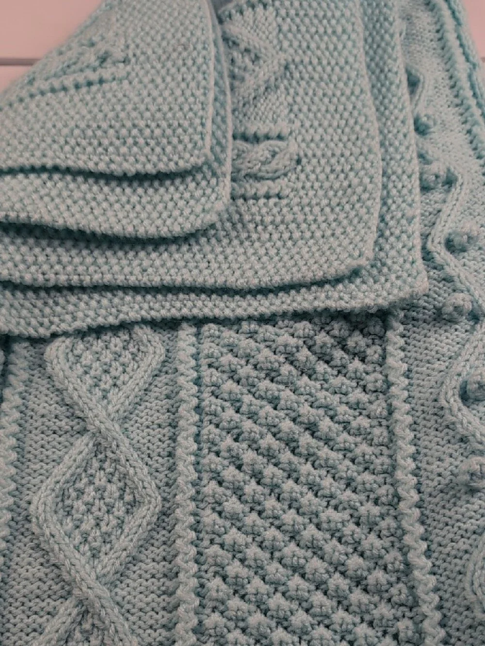 Baby Blue Cable Knit Blanket 33